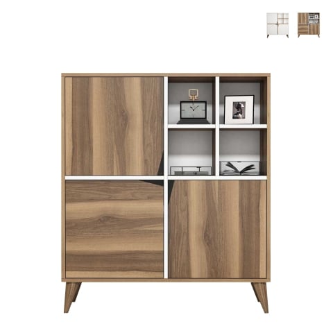 Credenza para sala de estar ou entrada multiuso com portas 100x115x30cm Pulse Promoção