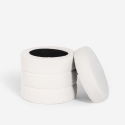 Pufe bouclé cilíndrico com armazenamento para sala de estar Mugi Catálogo