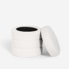 Pufe bouclé cilíndrico com armazenamento para sala de estar Mugi Catálogo