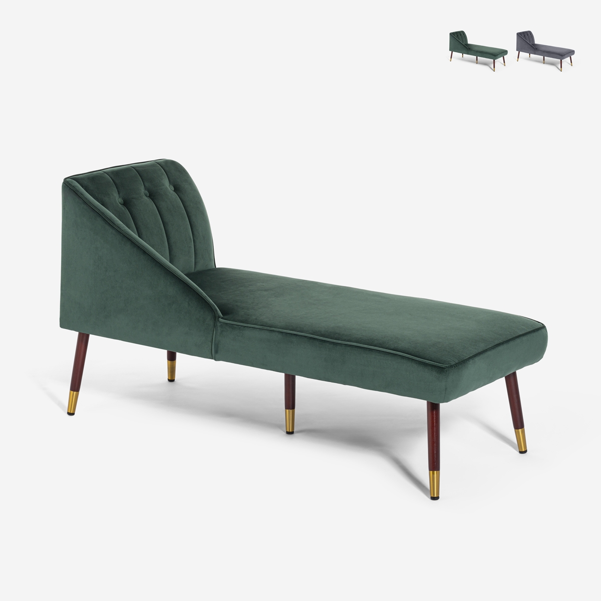 Chaise Longue Vintage Clássica em Veludo Agos, Esquerda