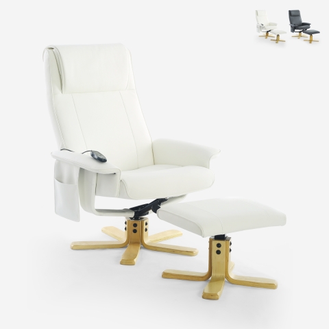 Poltrona relax massaggiante e riscaldante ergonómica com apoio para pés Myron Promoção
