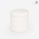 Pufe bouclé cilíndrico com armazenamento para sala de estar Mugi Promoção