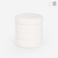 Pufe bouclé cilíndrico com armazenamento para sala de estar Mugi Promoção