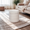 Pufe bouclé cilíndrico com armazenamento para sala de estar Mugi Oferta