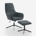 Poltrona de relaxamento ergonómica em tecido cinza com apoio para os pés Asher Oferta