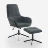 Poltrona de relaxamento ergonómica em tecido cinza com apoio para os pés Asher Oferta