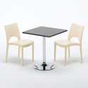 Conjunto de mesa Quadrada preta c/2 cadeiras 70x70 Mojito Modelo