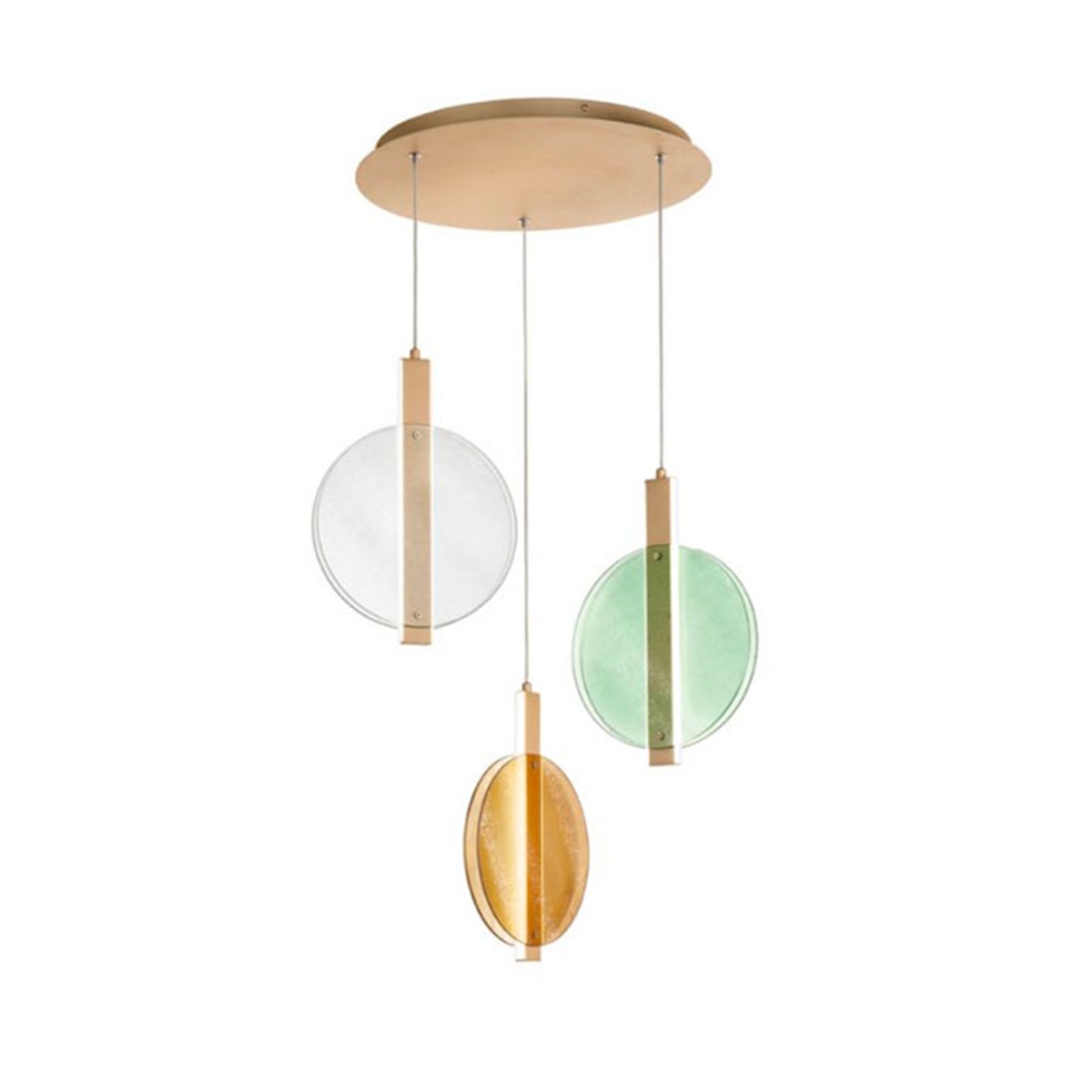 Candeeiro de Teto Suspenso com 3 Luzes em Vidro e Metal Multicolorido Juis XL