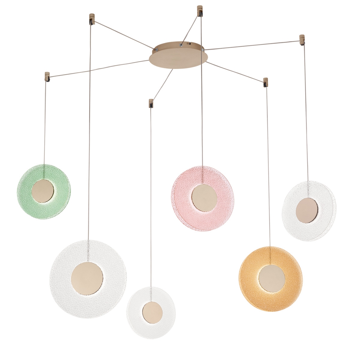 Candeeiro Suspenso com 3 Luzes LED em Vidro e Metal Multicolorido Candy Spider