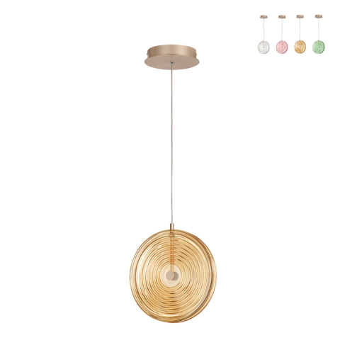 Luminária pendente LED Ø30cm com vidro decorado Jokey S Promoção