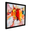 Quadro abstrato moderno 64x64cm pintado em plexiglas moldura preta Tzarb Promoção