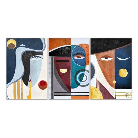 Composição abstrata moderna 180x90cm conjunto de impressões em tela Mola Promoção