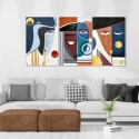 Conjunto Moderno de Composição Abstrata 180x90cm Tríptico Impressões em Tela Mola Venda