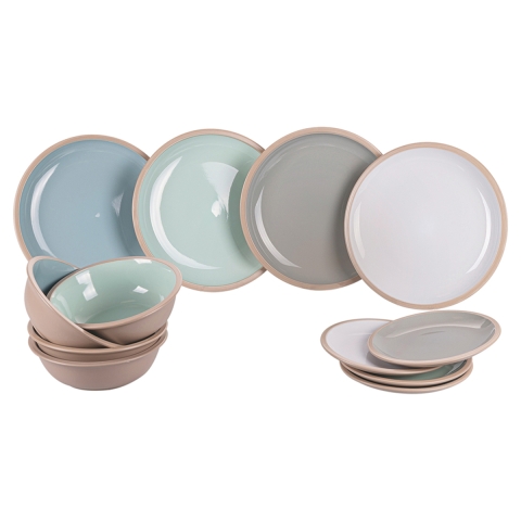 Conjunto de 12 Pratos em Grés para 4 Pessoas Bistrot Villa d'Este Home Tivoli Promoção