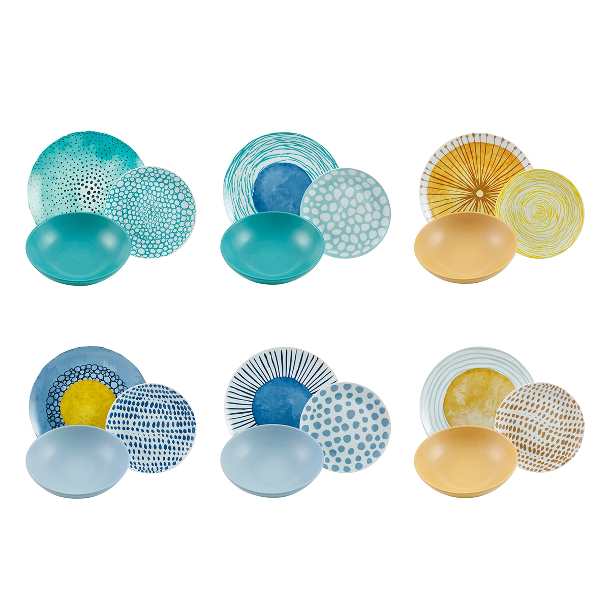 Conjunto de pratos 18 peças em porcelana e grés para 6 pessoas Marea Promoção Conjunto de pratos 18 peças em porcelana e grés para 6 pessoas Marea Promoção