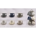 Conjunto de 6 chávenas de café em grés 100ml com pires e suporte Victionary K Venda