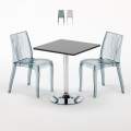 Mesa quadrada preta c/2 Cadeiras Transparentes Profissional 70x70 Platinum Promoção