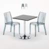 Mesa quadrada preta c/2 Cadeiras Transparentes Profissional 70x70 Platinum Promoção