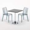 Mesa quadrada preta c/2 Cadeiras Transparentes Profissional 70x70 Platinum Saldos