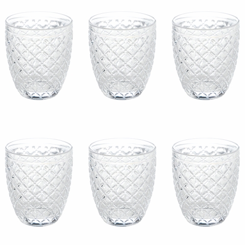 Conjunto de 6 copos de água 325ml em vidro transparente Castle Promoção