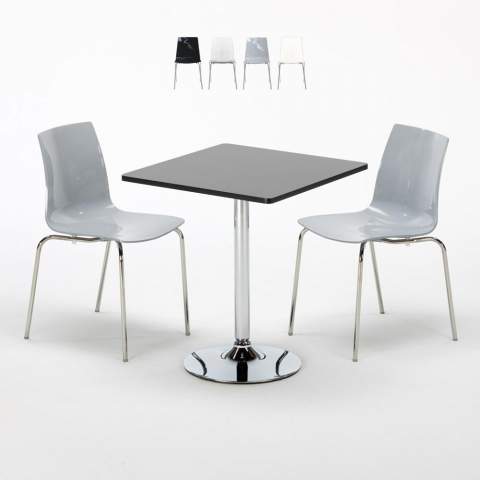 Mesa de café quadrada preta c/2 Cadeiras 70x70 Lollipop Promoção