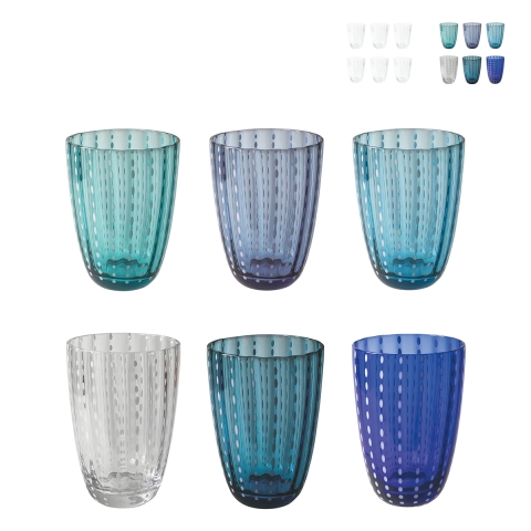 Conjunto de 6 copos de água em vidro com bolas brancas 300ml Kalahari Promoção