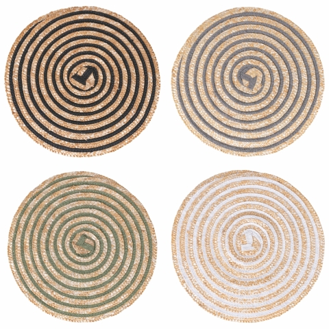 Conjunto de 4 bases redondas em palha entrançada Ø38cm Spiral Promoção