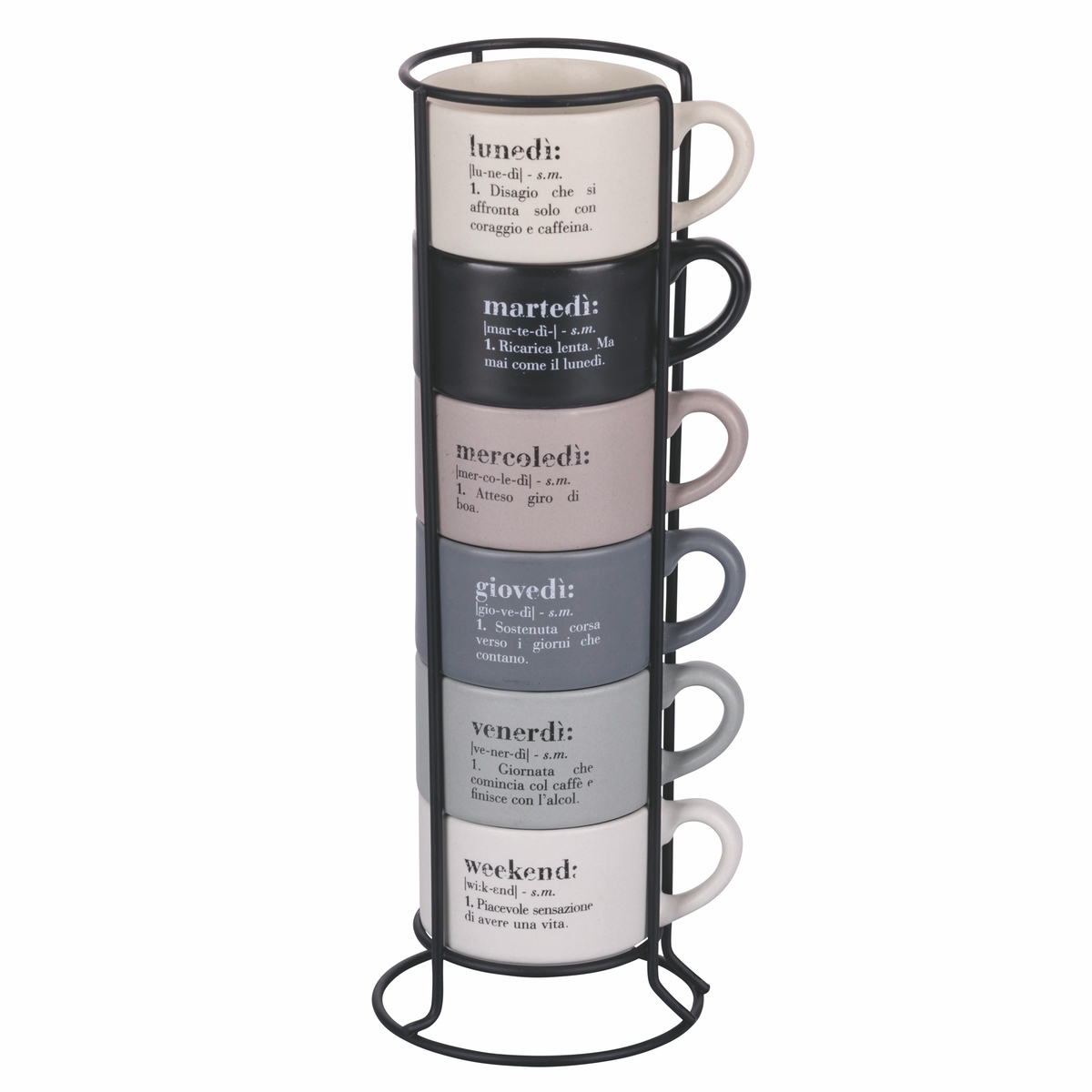 Conjunto de 6 chávenas de café em porcelana 90ml com suporte Victionary Week Promoção