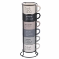 Conjunto de 6 chávenas de café em porcelana 90ml com suporte Victionary Week Promoção