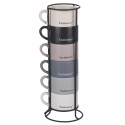 Conjunto de 6 chávenas de café em porcelana 90ml com suporte Victionary Week Modelo