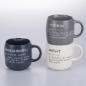 Conjunto de 3 canecas empilháveis em grés 350ml com inscrições Victionary L Promoção