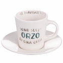 Conjunto de 4 chávenas de café em porcelana com pires 90ml com inscrições Le Travisate Venda