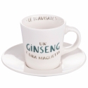Conjunto de 4 chávenas de café em porcelana com pires 90ml com inscrições Le Travisate Saldos