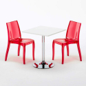 Mesa de Café Quadrada Branca c/2 Cadeiras Transparentes 70x70 Titanium Descontos