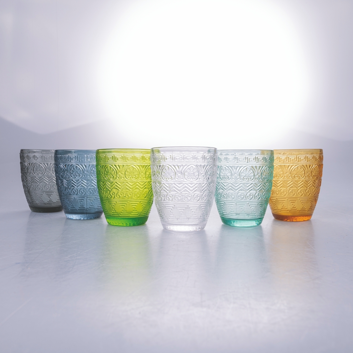 Conjunto de 6 copos de água em vidro colorido 300ml New Mexico A Promoção
