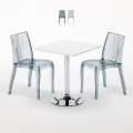 Conjunto de mesa quadrada branca c/2 Cadeiras Transparentes 70x70 Titanium Promoção