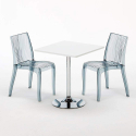 Conjunto de mesa quadrada branca c/2 Cadeiras Transparentes 70x70 Titanium Saldos