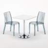 Conjunto de mesa quadrada branca c/2 Cadeiras Transparentes 70x70 Titanium Saldos