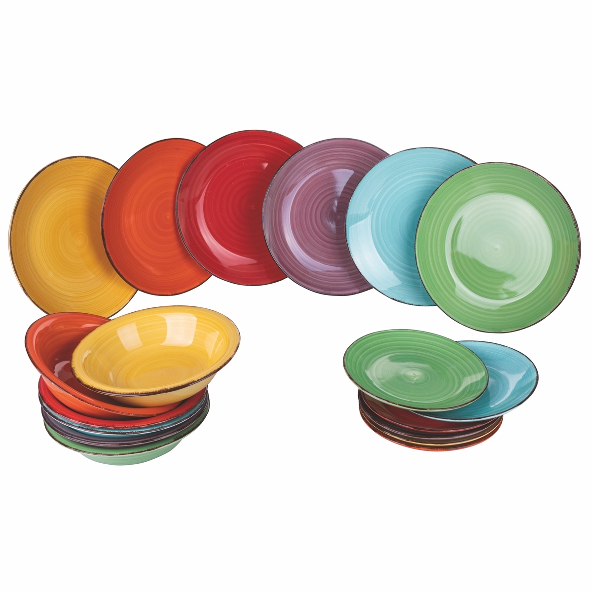 Conjunto de louça 18 peças em grés pintado à mão para 6 pessoas Baita Promoção