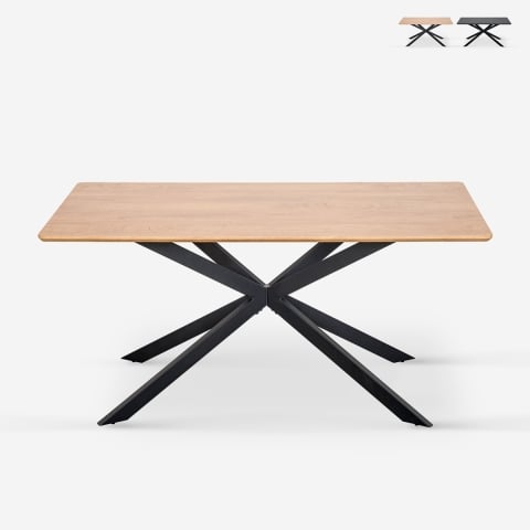 Mesa com pernas cruzadas de design 180x90 em madeira e metal Shaila Promoção