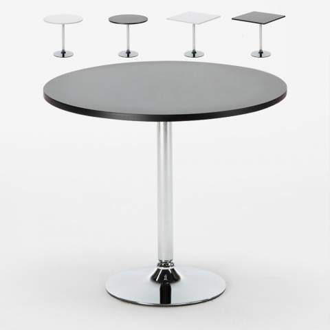 Mesa de café redonda quadrada preta branca 70x70 Bistrot