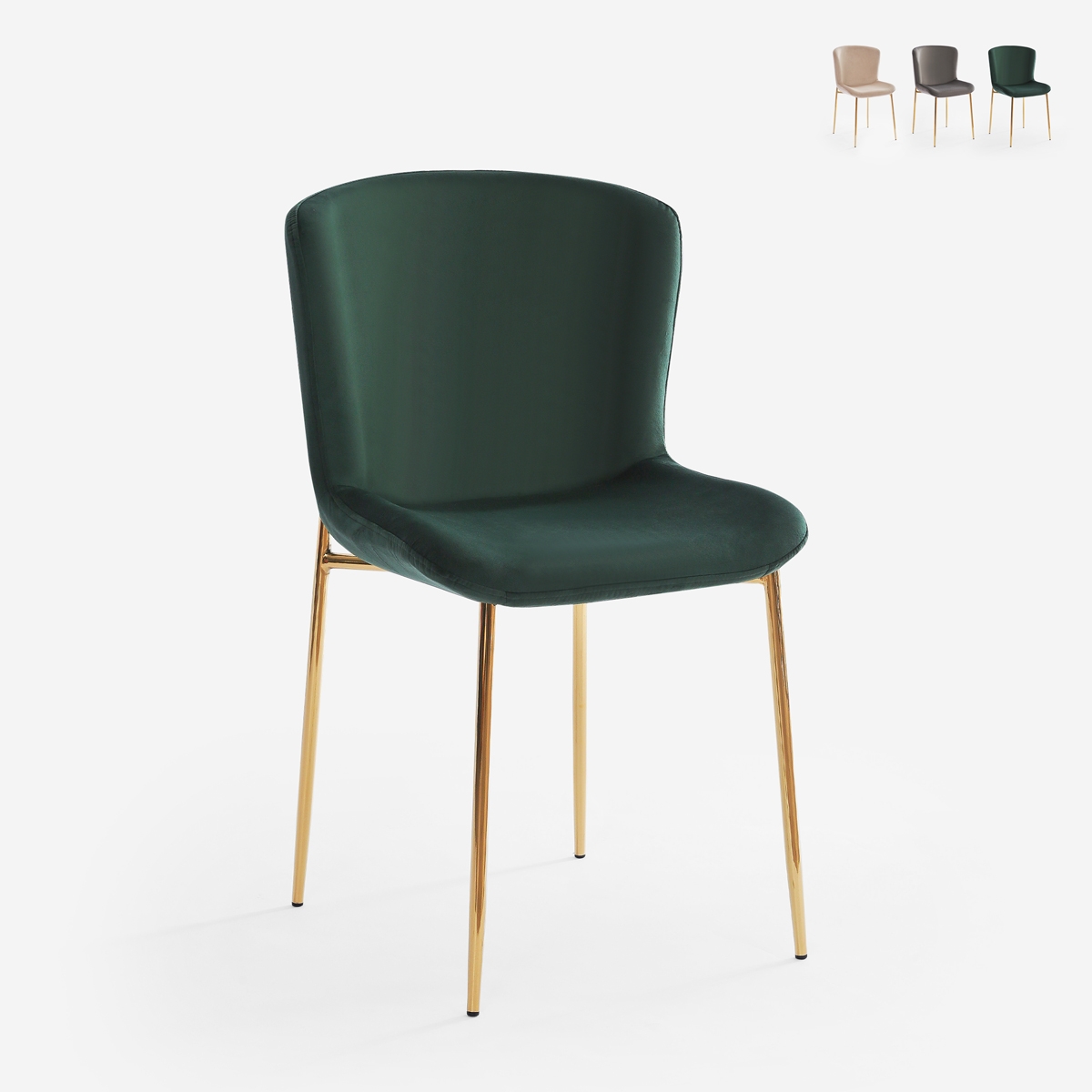Cadeira em tecido de design para sala de jantar com pernas douradas Virin