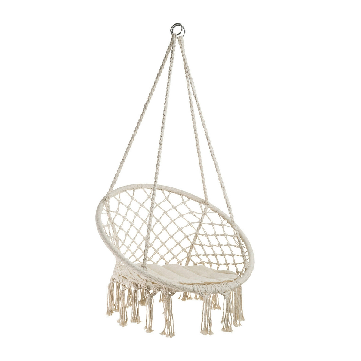 Poltrona suspensa de jardim em tecido macramé de crochê Swing
