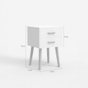 Mesa de Cabeceira em madeira estilo nórdico para quarto branco e preto Corallo Medidas