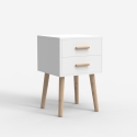 Mesa de Cabeceira em madeira estilo nórdico para quarto branco e preto Corallo Catálogo