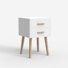 Mesa de Cabeceira em madeira estilo nórdico para quarto branco e preto Corallo Catálogo