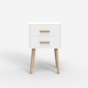 Mesa de Cabeceira em madeira estilo nórdico para quarto branco e preto Corallo Estoque