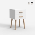 Mesa de Cabeceira em madeira estilo nórdico para quarto branco e preto Corallo Promoção