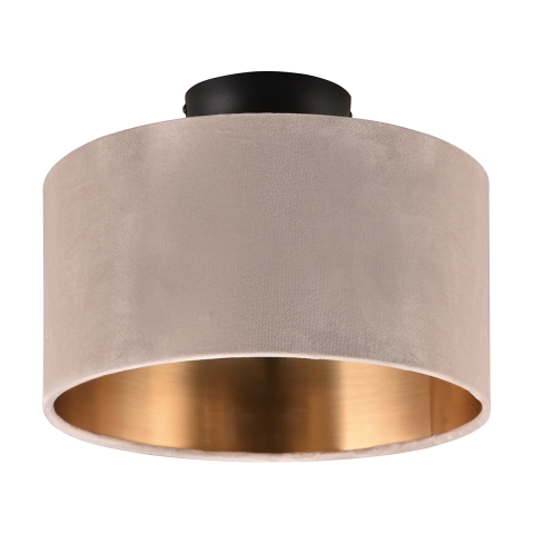 Plafon moderno com abajur 30cm em veludo bege e dourado Vetor Promoção