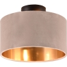 Plafon moderno com abajur de 30cm em veludo bege e dourado Vetor Oferta